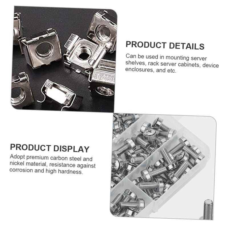 Server Rack Screws Kit with Cage Nuts for Computer Rack Mounting Includes M6 Screws - Image 3